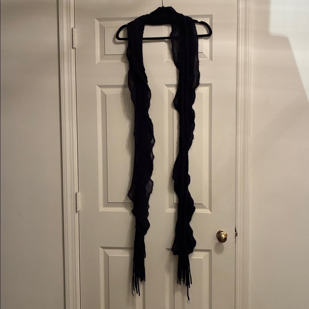 Elegant Black Ruffled Scarf